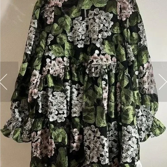 ASOS Black and Green Floral Lace Dress With Long Sleeve Captivating Sleeves - Picture 5 of 5